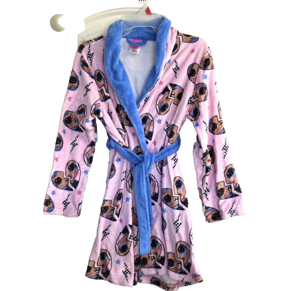 LOL OMG KIDS BATH ROBE Size 10-12 Talla Pink & Light Blue‎ Super Soft